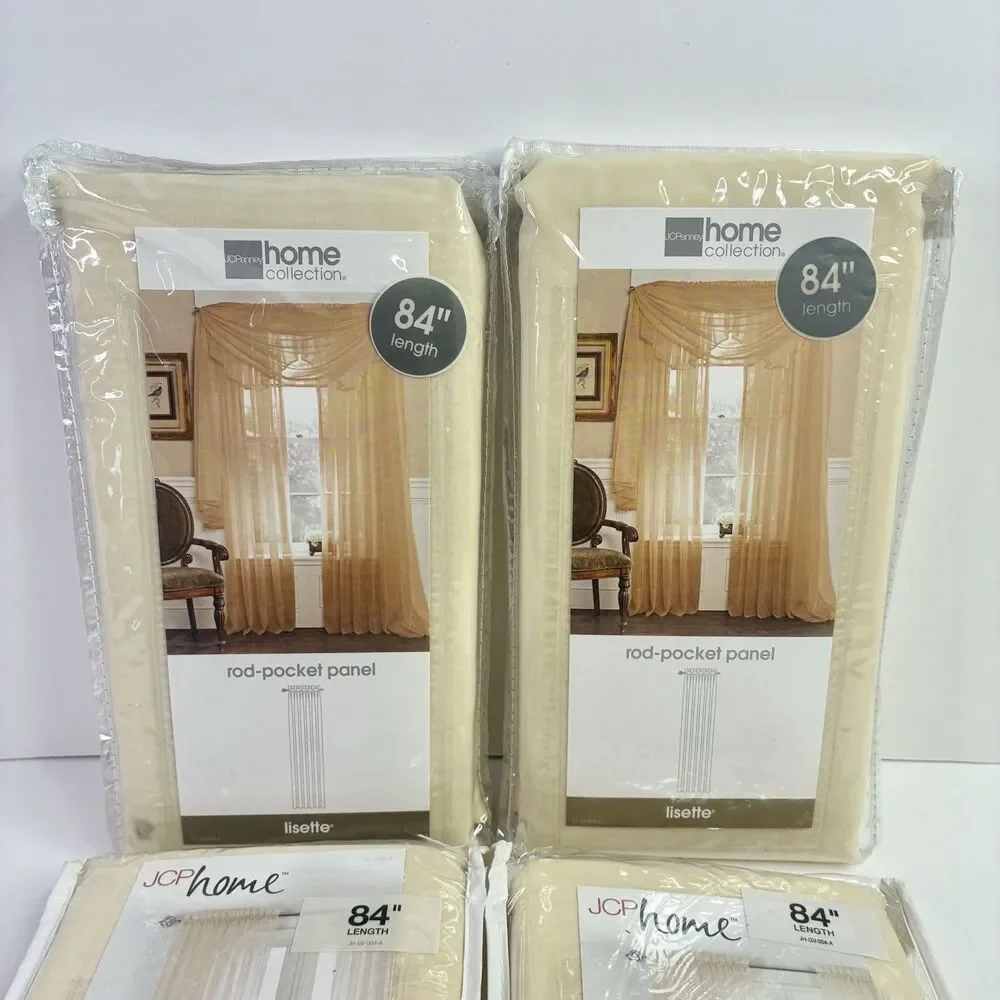 Lot Of 4 JCPenney Home Collection Panel Curtain Lisette Soft Yellow 60